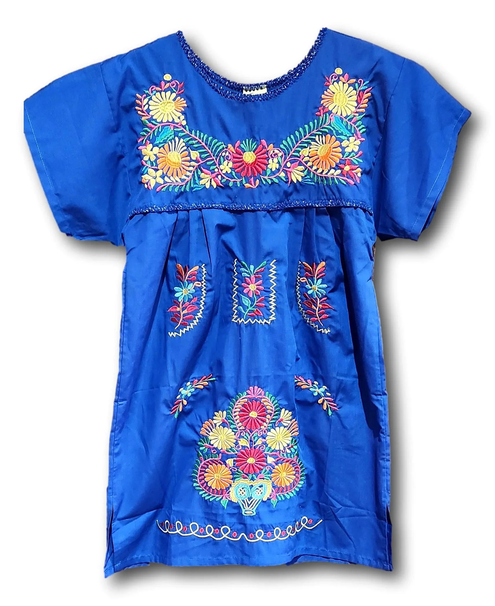 embroidered mexican dress Mamacita Embroidered Mexican Dress L/XL / BLUE