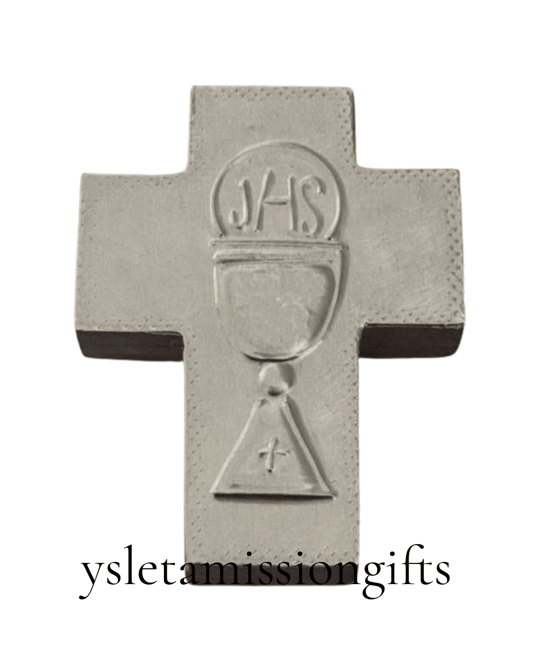 Mini Cross Communion Metal Embossed Wood  L3 W2.5 - Ysleta Mission Gift Shop