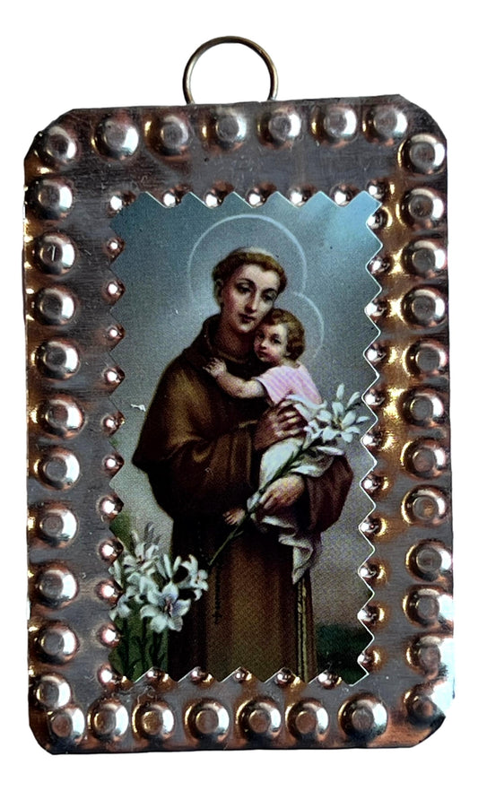 Mini Retablo St. Anthony | Handcrafted Spanish Colonial Tinwork | 3x2 Traditional New Mexico Art