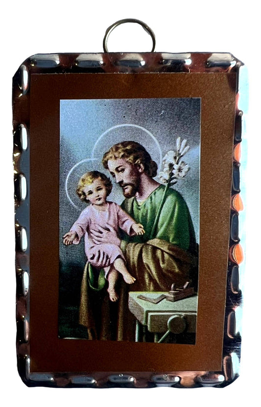 Mini Retablo St. Joseph | Handcrafted Spanish Colonial Tinwork | 3x2 Made in New Mexico