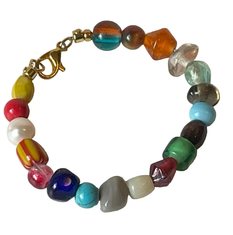 Mixed Glass Child Bracelet – 4.5 Inch – Gold Lobster Clasp - Ysleta Mission Gift Shop