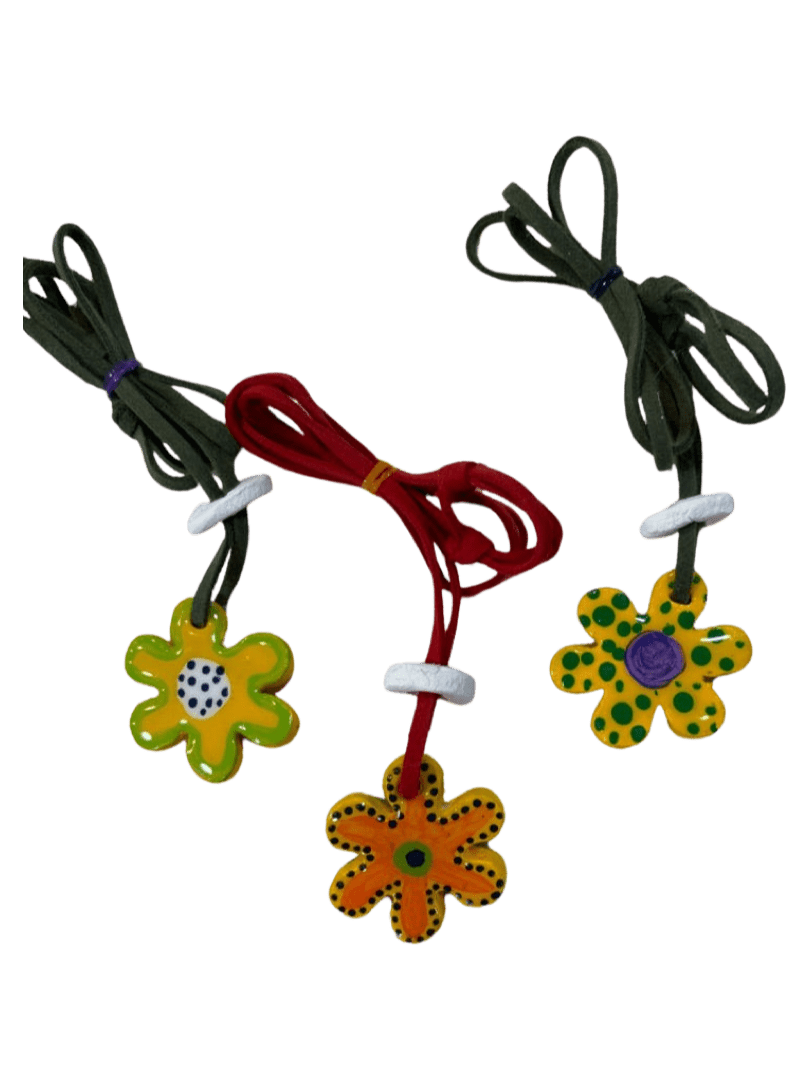 Multicolor Butterfly Clay Pendant Necklace - Double-Sided, 13 Inches