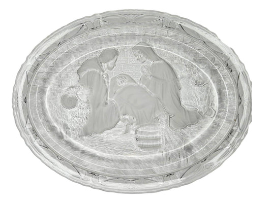 Frosted Nativity Plate – Elegant 9.5” L x 7” W Christmas Décor