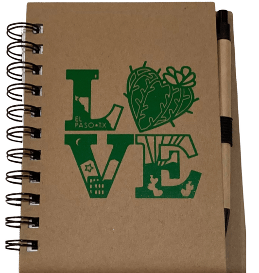 Notebook Set Spiral Bound El Paso Love Original Art Pen Attached With Elastic Holder