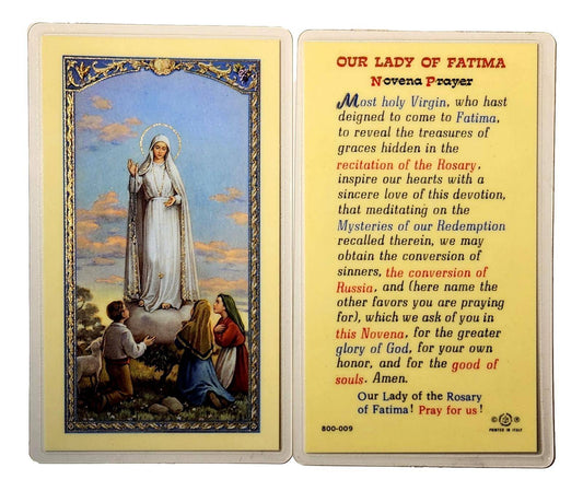 Novena Prayer to Our Lady of Fatima Card – Laminated Keepsake