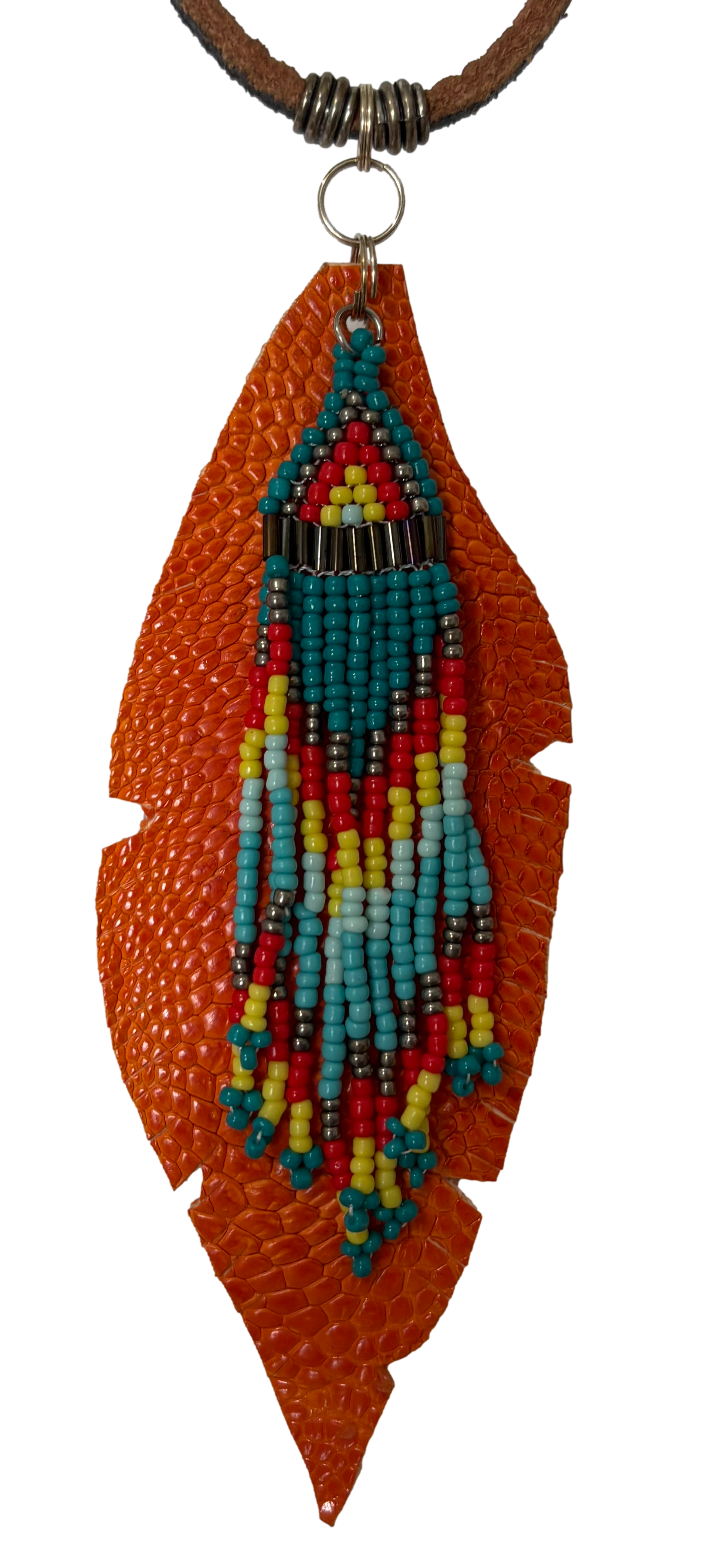 Orange Ostrich Beaded Necklace