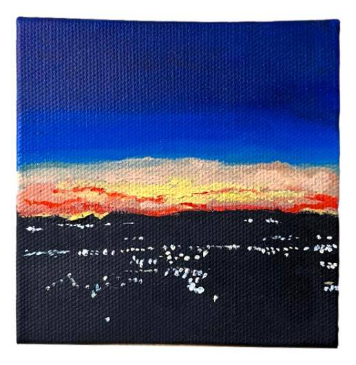 Original Art Sunset Over West El Paso – Oil Painting (4x4)