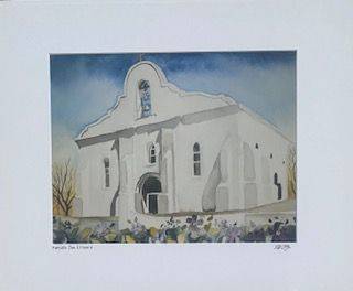 Original Watercolor Print of "Presidio San Elizario" - 11x14 Matted to 16x20, Signed by Artist