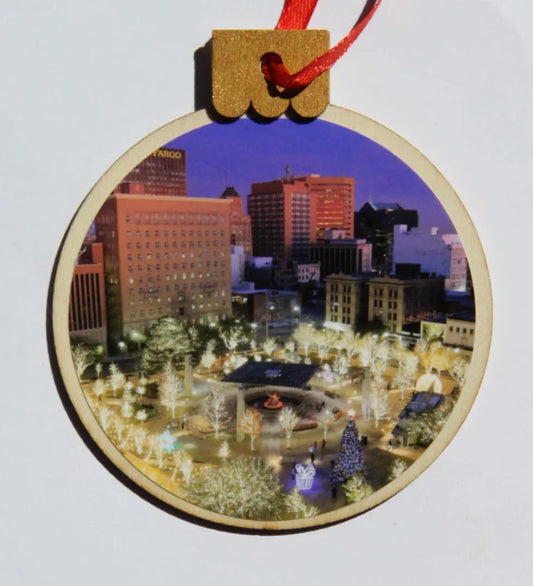 Ornament Christmas Placita, Wood Round 3.77 x 4.29 in