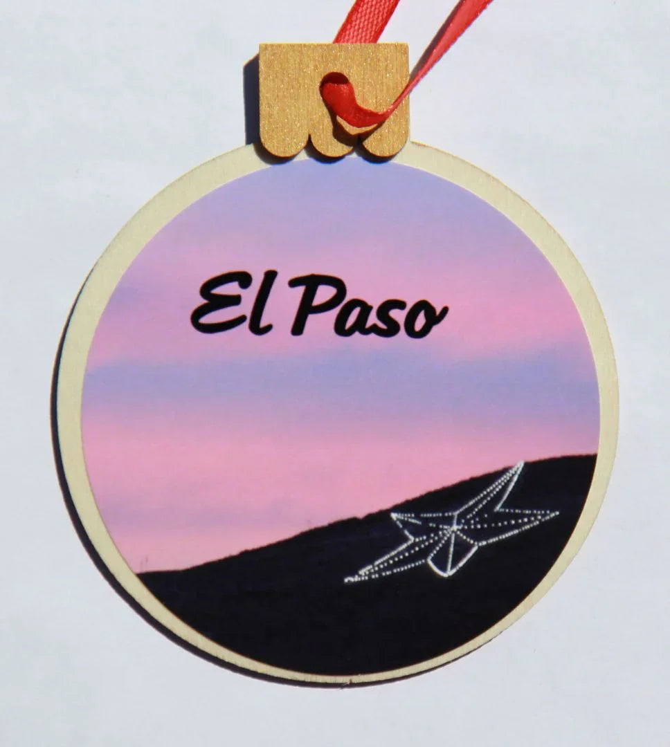 Ornament Star W Pink Sky, Wood Round 3.77 X 4.29In - Ysleta Mission Gift Shop