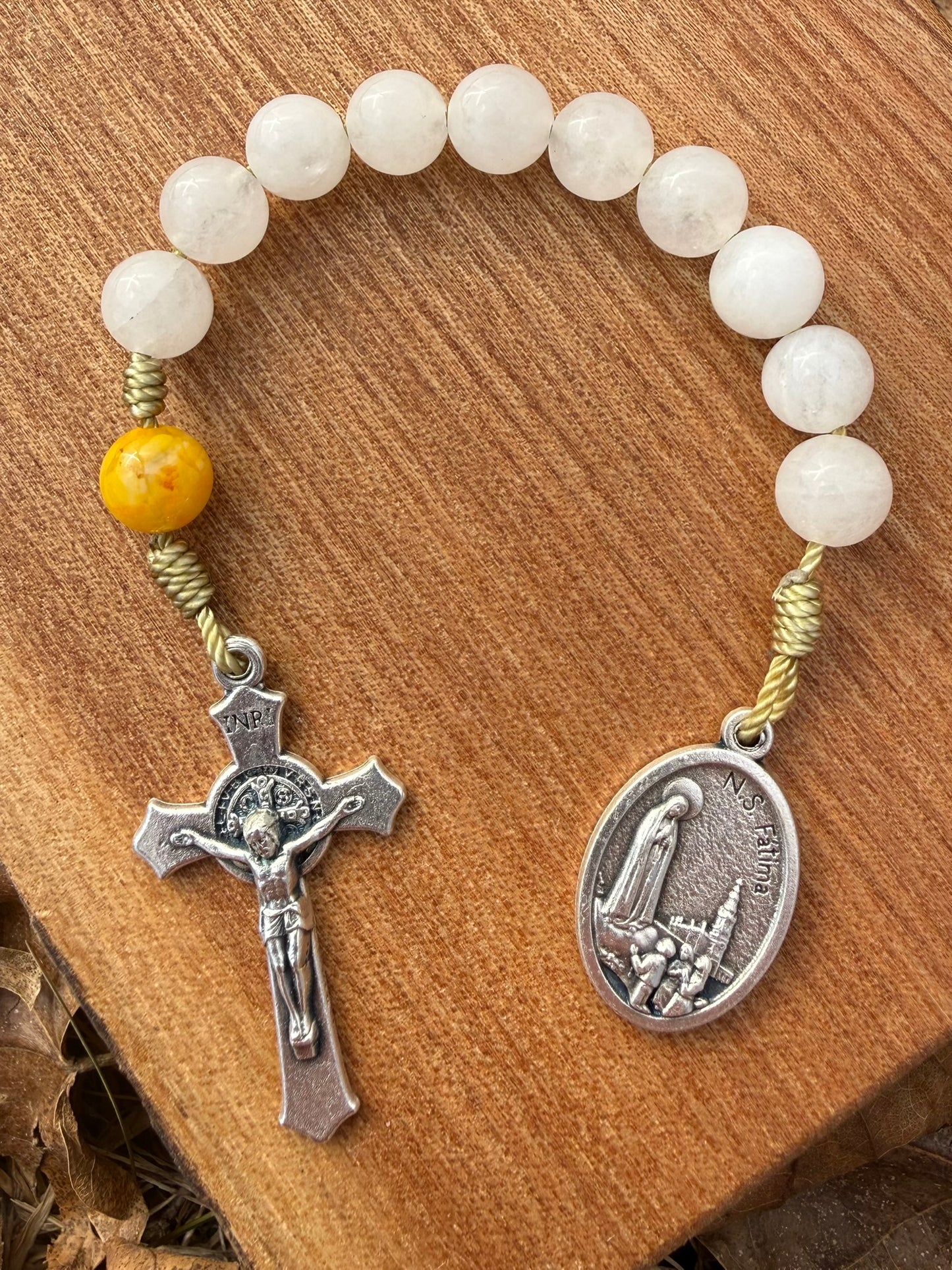 Our Lady of Fatima Jade Catholic Pocket Rosary