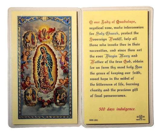 Our Lady of Guadalupe Prayer Card – 500 Days of Indulgence, Laminated Keepsake