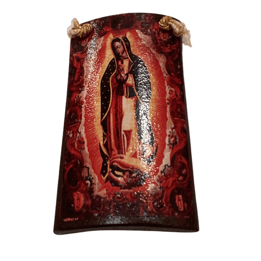 Our Lady of Guadalupe Spanish Style Clay Roof Tile Wall Art