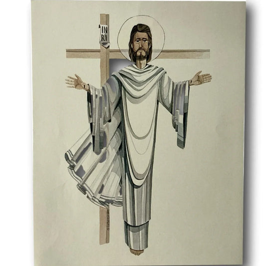 Framed Catholic art print of the Resurrected Christ, titled Cristo Resucitado, from Ysleta Mission Gift Shop.