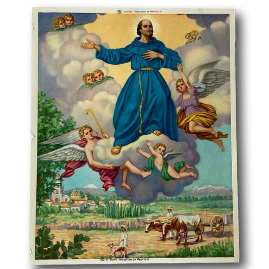 Framed religious print of Blessed Sebastián de Aparicio, Catholic Christian gift, devotional art from Ysleta Mission Gift Shop.