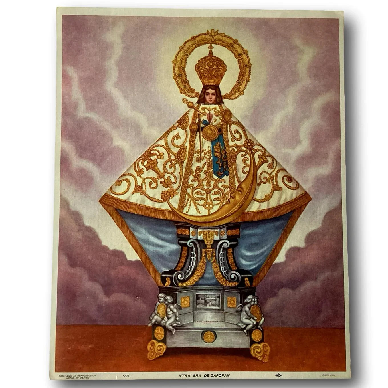 Framed religious print of Our Lady of Zapopan, Catholic devotional art, featuring Nuestra Señora de Zapopan, from Ysleta Mission Gift Shop