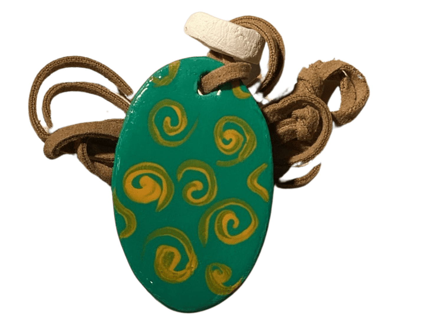 Oval Clay Pendant Necklace - Double-Sided, 13 Inches Handcrafted