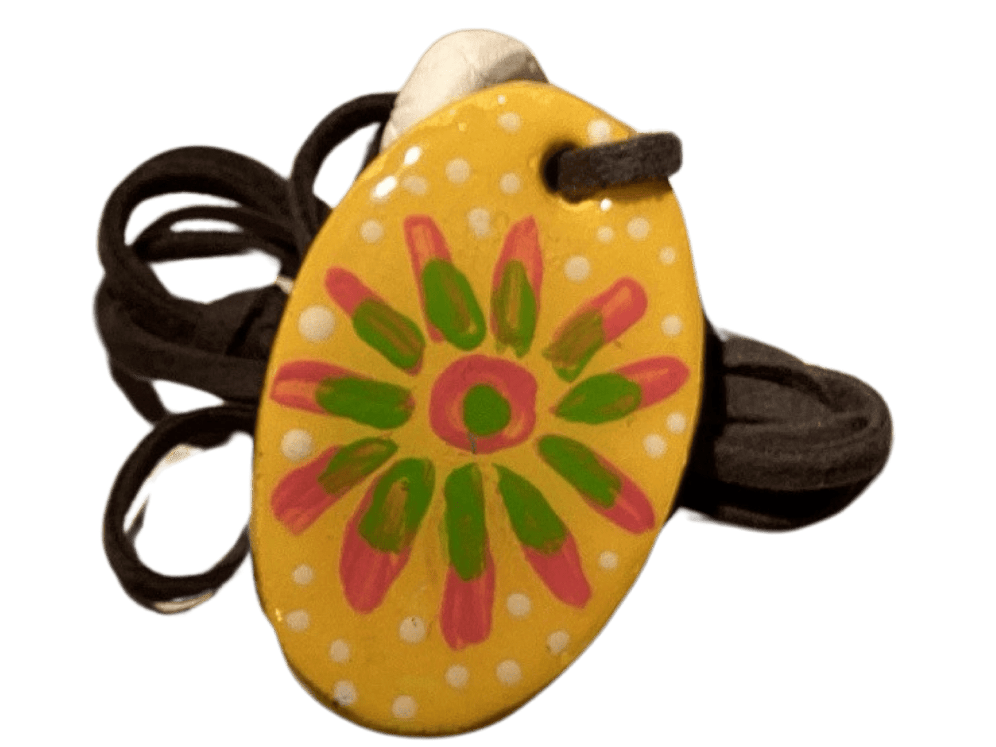 Oval Clay Pendant Necklace - Double-Sided, 13 Inches Handcrafted