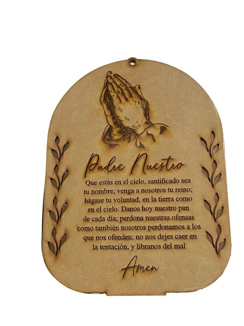 Padre Nuestro Plaque – Laser Cut Wood Home Accent