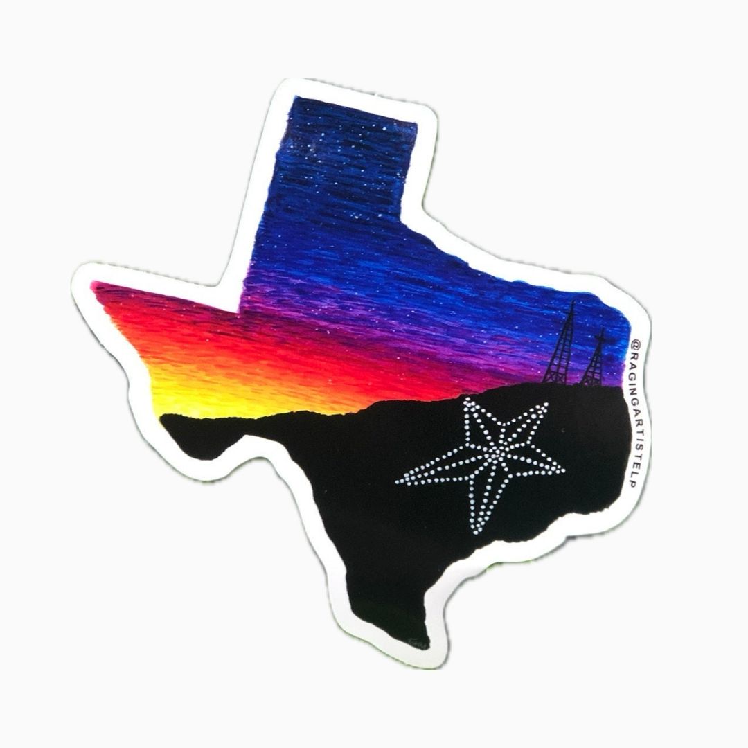 Stickers Vinyl Texas Shaped El Paso Sunset Star on Mountain