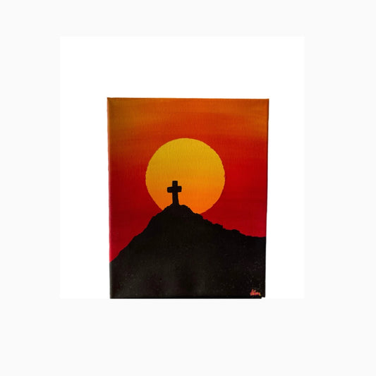 Sunset Over Mt Cristo Rey – 8" x 10" Acrylic Painting on Stretched Canvas