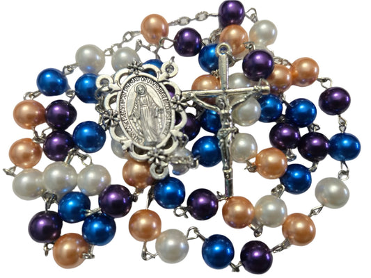 Handcrafted Pearl Rosary for Devotion to Mary 4X4