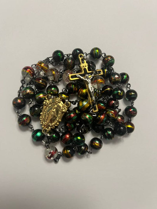 Miraculous Mary Rosary with Golden Confetti Glass Beads & Golden Crucifix - Warmth and Inspiration for Prayer