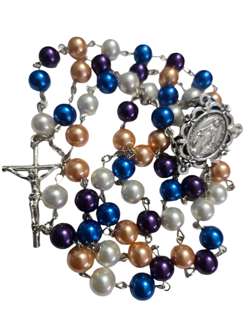 Handcrafted Pearl Rosary for Devotion to Mary 4X4 2