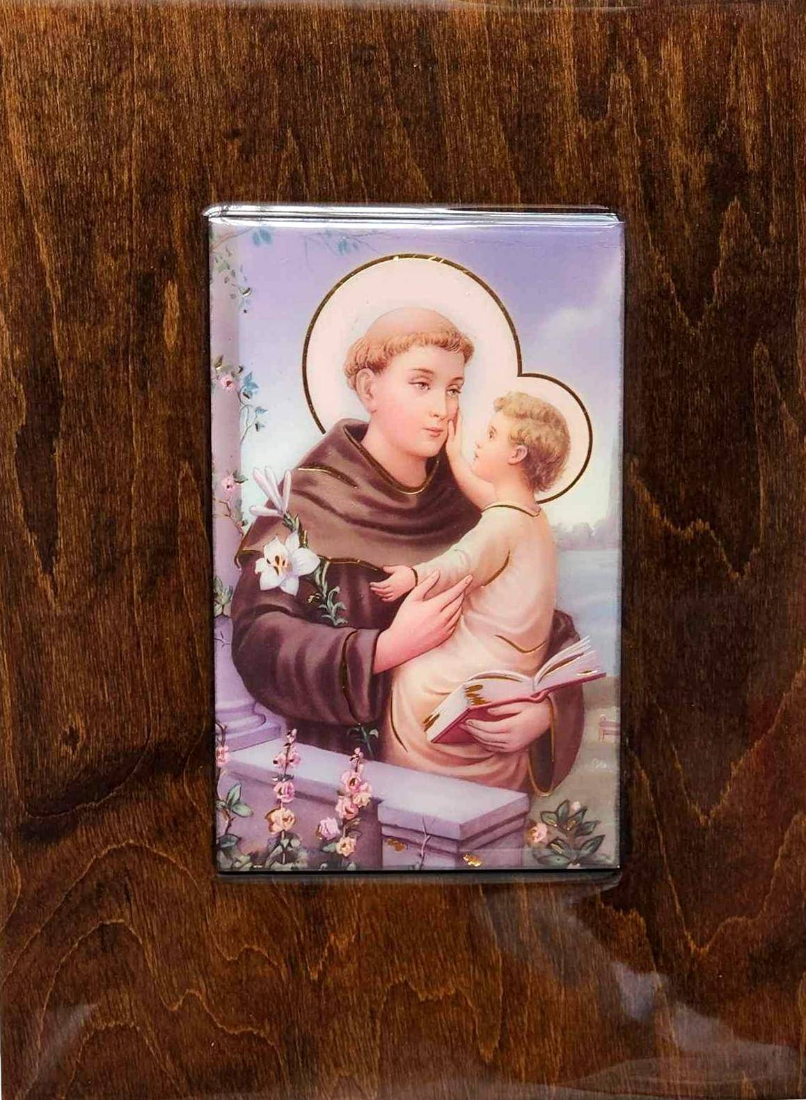 Plaque Wood Saint Anthony Resin High Gloss 9.5"x 7.5" Handcrafted