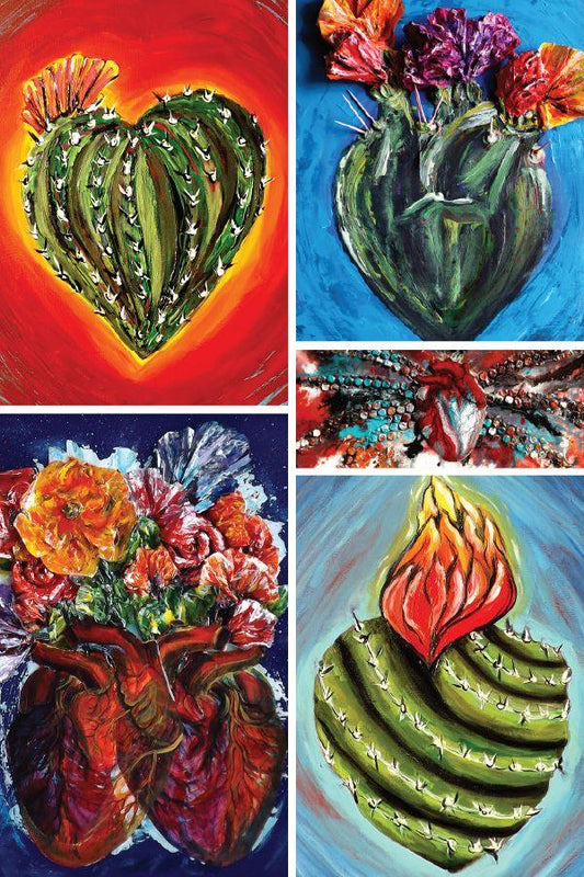 Heart-shaped cactus postcard from Vanessa Clark, 4x6 art print on premium cardstock, featuring Southwest-themed El Paso souvenirs.