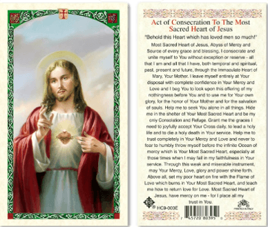 Prayer Card Act Of Consecration To The Most Sacred Heart Of Jesus Laminated HC9-003