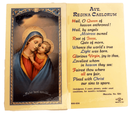 Prayer Card Ave Regina Caelorum Laminated