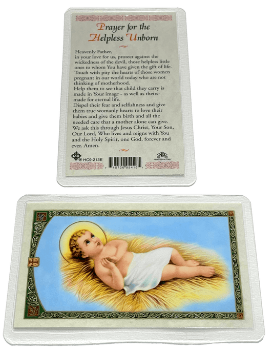 Prayer Card Baby Jesus Prayer for the Helpless Unborn Laminated HC9-213E