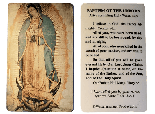 Prayer Card Baptism Of The Unborn Laminated Mini Pocket Card NC