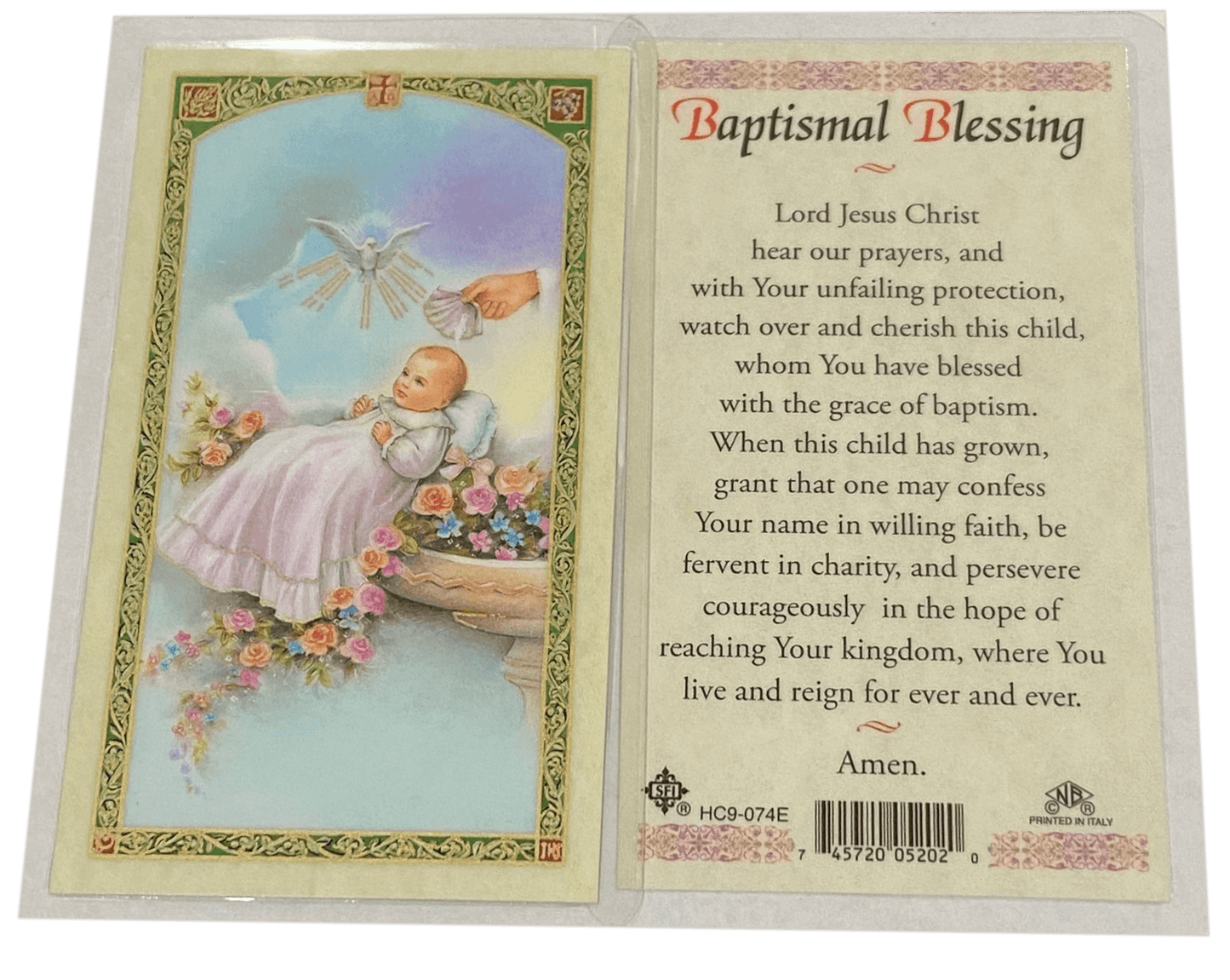 Prayer Card Baptismal Blessing HC-E Laminated English HC9-074E