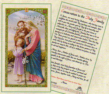 Prayer Card Consecration To The Holy Family Laminated HC9-050E