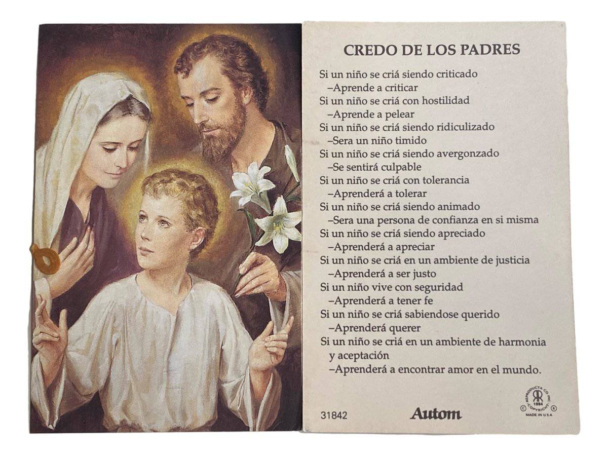 Prayer Card Credo De Los Padres