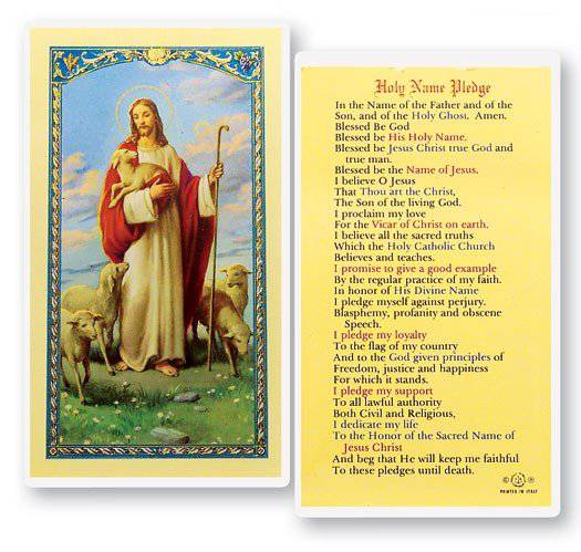 Prayer Card Holy Name Pledge Laminated