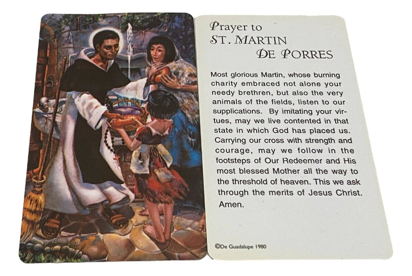 Prayer Card Laminated Prayer to St Martin De Porres English NC