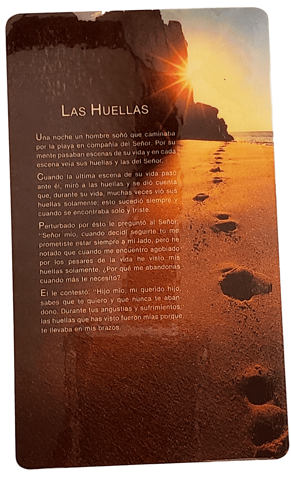 Prayer Card Las Huellas SPANISH Laminated JB CO