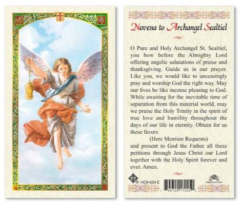 Prayer Card Novena To Archangel Sealtiel Laminated HC-E