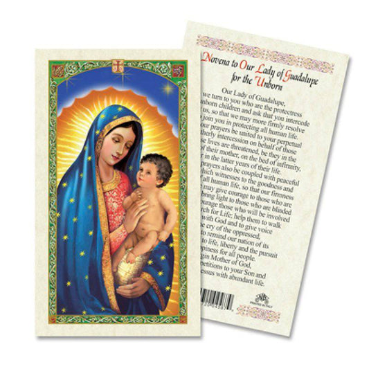 Prayer Card Novena to Our Lady of Guadalupe for the Unborn Laminated HC-E