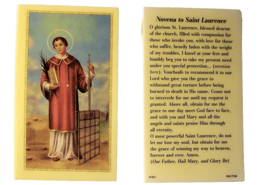 Prayer Card Novena To Saint Laurence Laminated AF