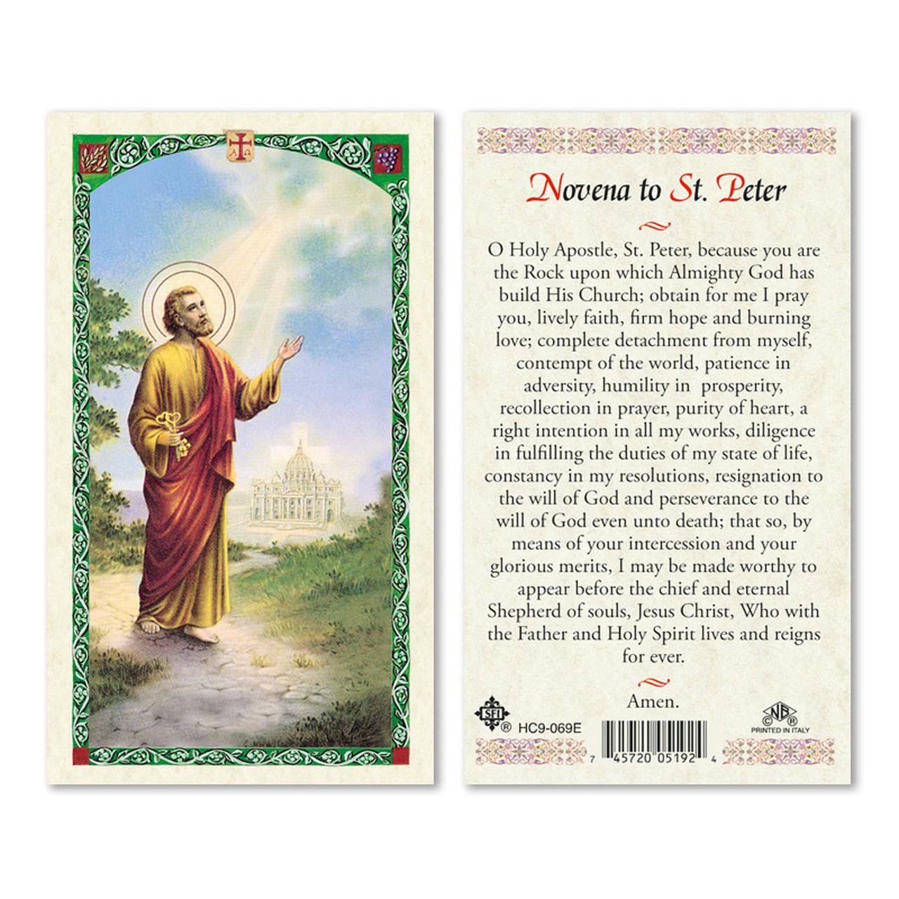 Prayer Card Novena To Saint Peter Laminated HC9-069E