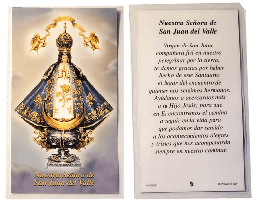 Prayer Card Nuestra Senora De San Juan Del Valle SPANISH Laminated HC-SJS