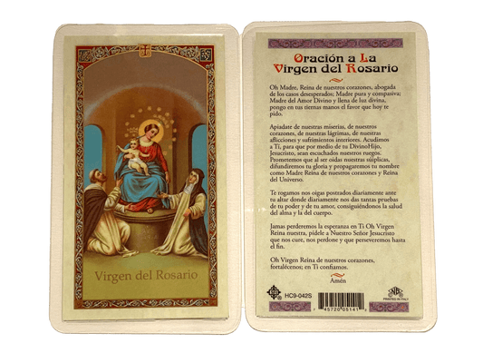 Prayer Card Oracion a la Virgen del Rosario SPANISH Laminated HC9-042S