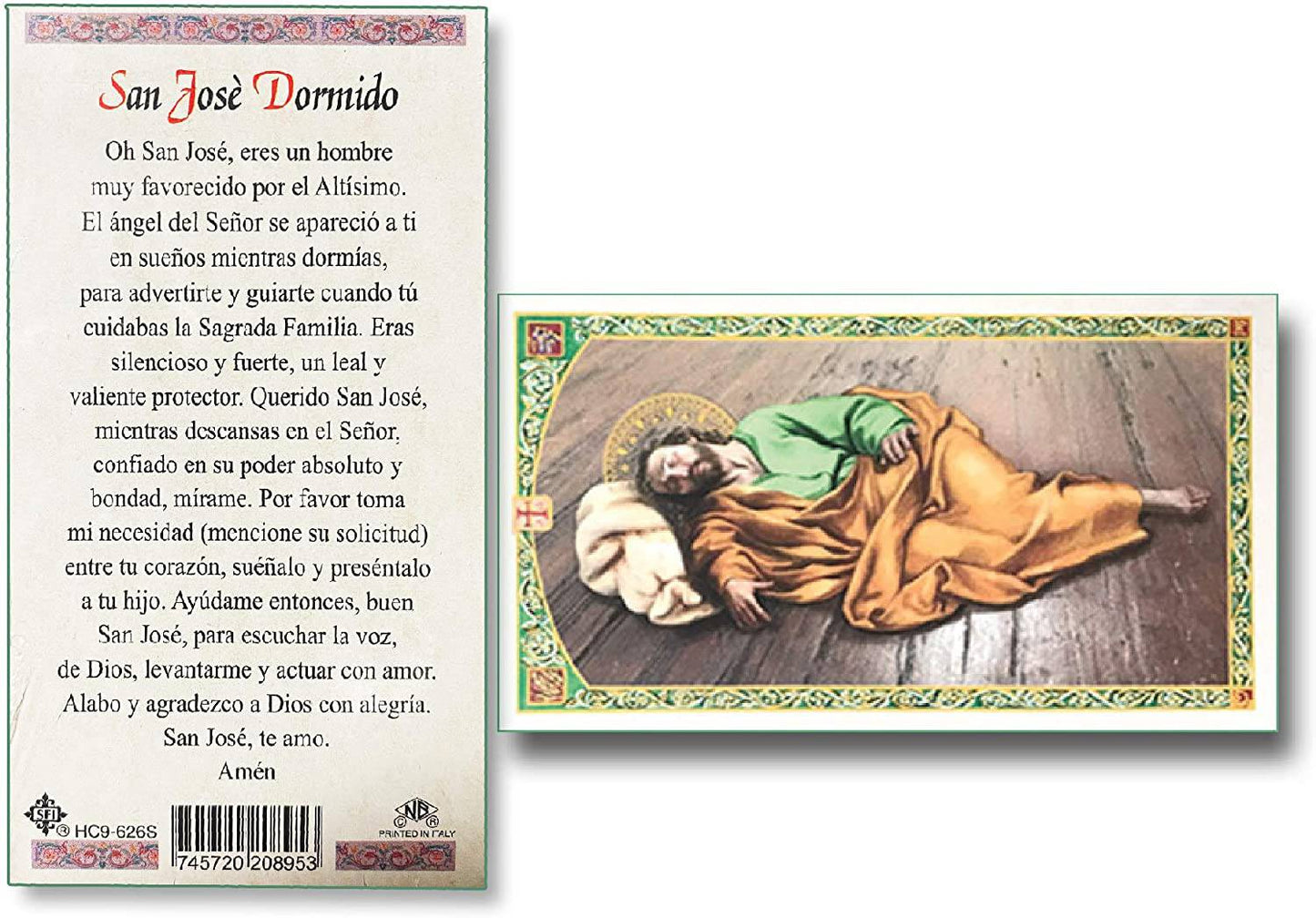 Prayer Card Oracion a San Jose Dormido Laminated HC-S