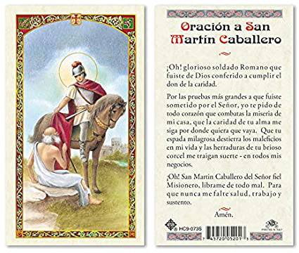 Prayer Card Oracion A San Martin Caballero Spanish Laminated HC9-073S