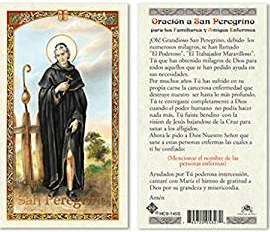 Prayer Card Oracion A San Peregrino Para Los Familiares Y Amigos Enfermos SPANISH Laminated HC9-145S