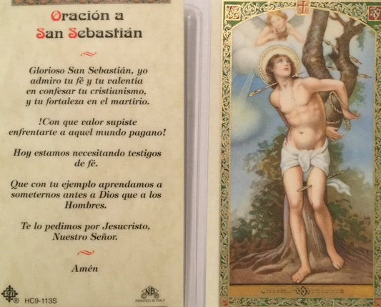 Prayer Card Oracion A San Sebastian SPANISH Laminated HC-S